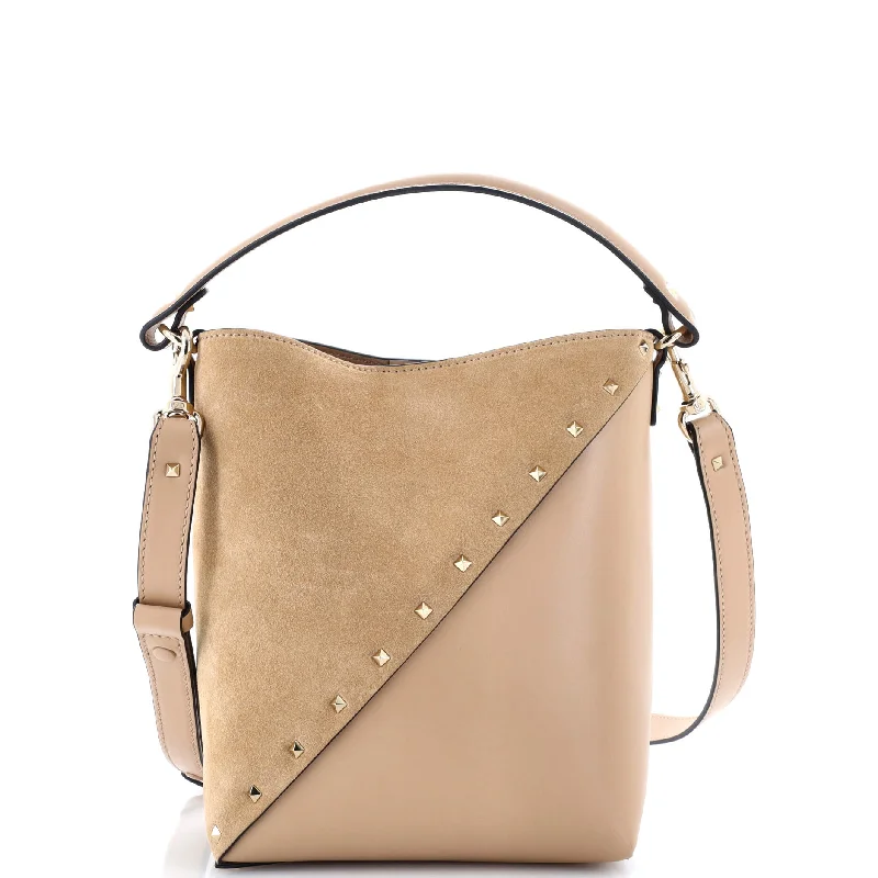 PVC Bucket Bag in Clear with Glitter Accents for a Fun and Edgy Style Rockstud Wispy Bucket Bag Leather and Suede Small
