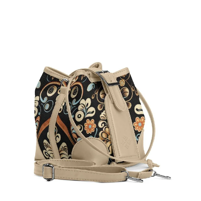 Canvas and Leather - Trimmed Bucket Bag in Beige for a Casual Weekend Getaway Beige Bucket Bags Decoration