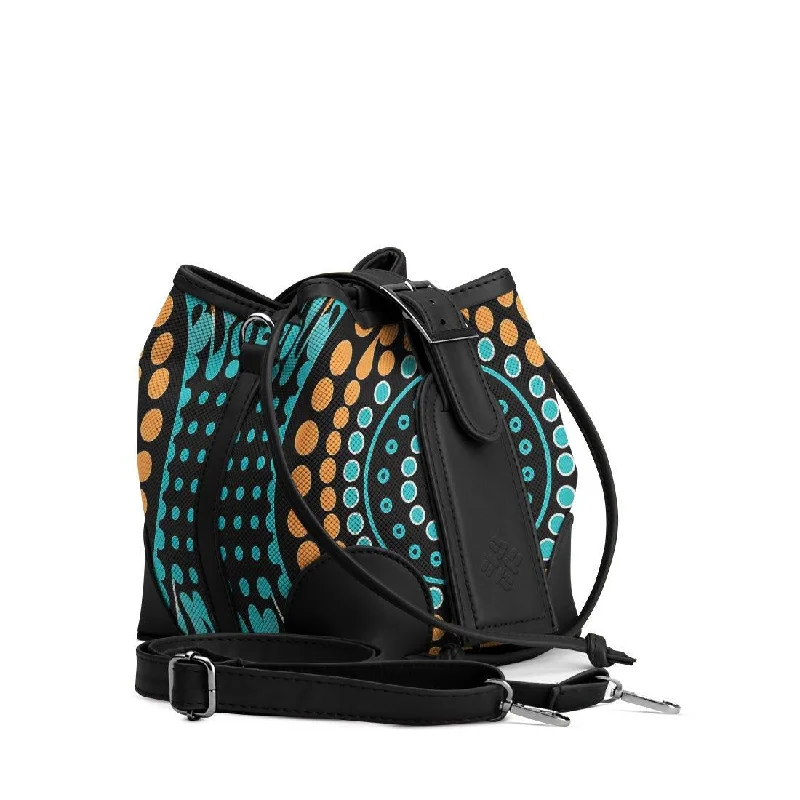 Women's Printed Bucket Bag in Floral Patterns for a Spring - Themed Day at the Park Black Bucket Bags Roundy Women's Printed Bucket Bag in Floral Patterns for a Spring - Themed Day at the Park Black Bucket Bags Roundy