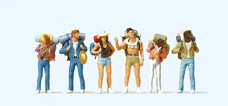 Preiser 10296 HO/OO Gauge Young Backpackers (6) Exclusive Figure Set