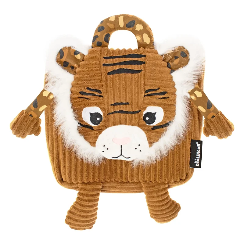 Les Deglingos Corduroy Backpack Plush | Speculos the Tiger