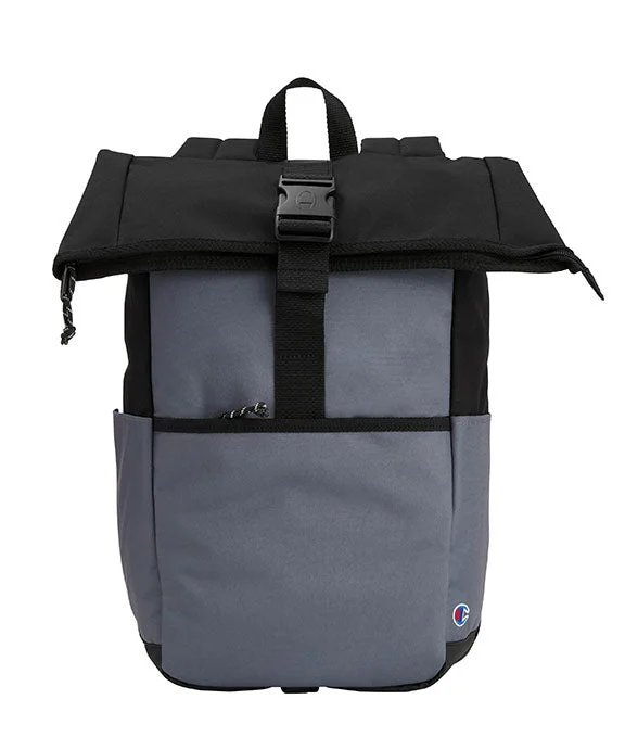 CS21867 - Champion Roll Top Backpack | Black Oxford Grey/Black