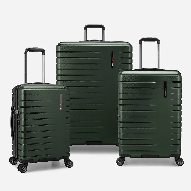 Foldable fabric travel bag for convenient storage when not in useArcher 3-Piece Luggage Set Foldable fabric travel bag for convenient storage when not in useArcher 3-Piece Luggage Set