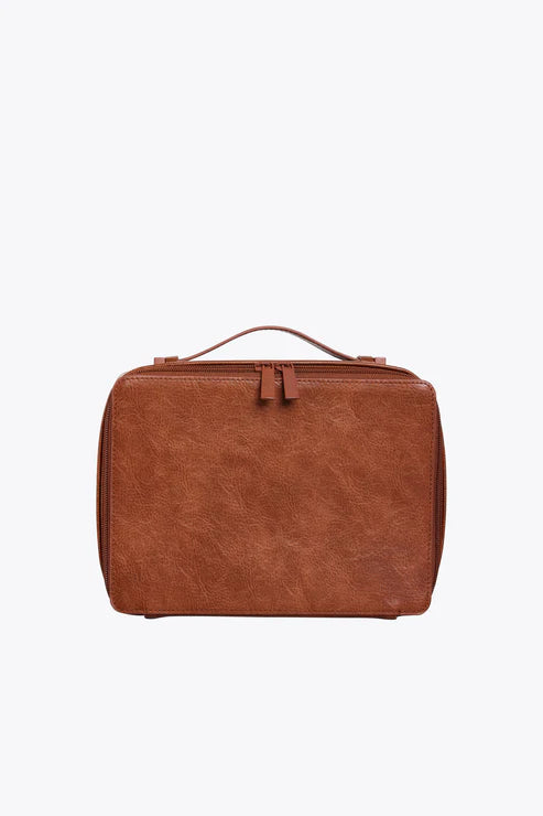 Foldable fabric travel bag for convenient storage when not in useThe Cosmetic Case in Maple Foldable fabric travel bag for convenient storage when not in useThe Cosmetic Case in Maple