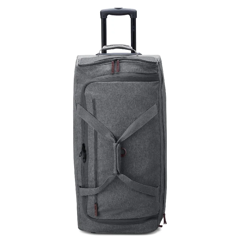 Lightweight nylon duffel travel bag with multiple exterior pockets for quick accessDelsey Maubert 2.0 Large Wheeled Duffel Lightweight nylon duffel travel bag with multiple exterior pockets for quick accessDelsey Maubert 2.0 Large Wheeled Duffel