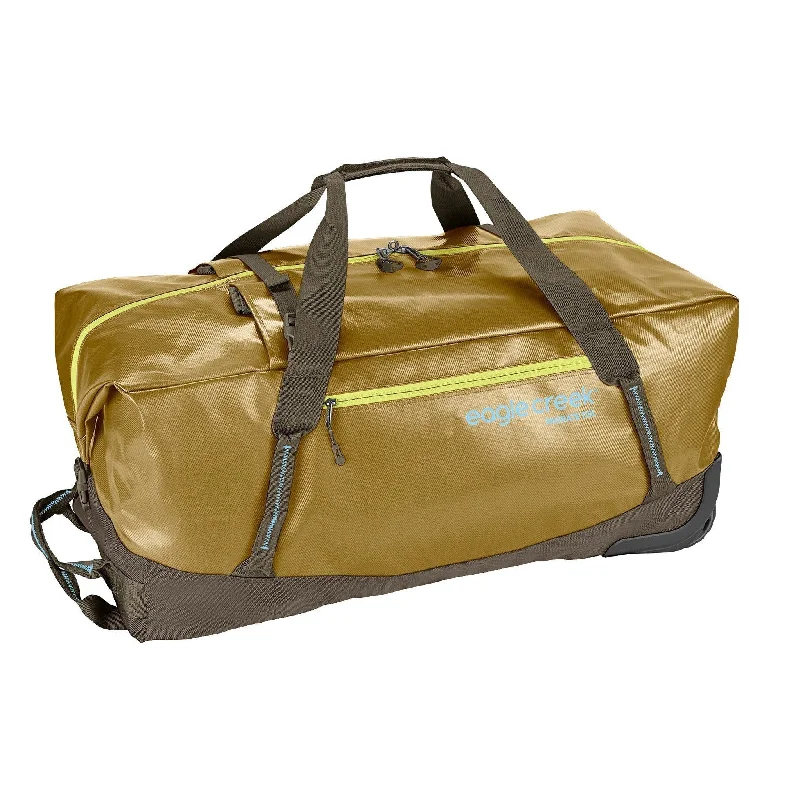 Leather luggage handles for a comfortable and stylish gripEagle Creek Migrate Wheeled Duffel 110L Leather luggage handles for a comfortable and stylish gripEagle Creek Migrate Wheeled Duffel 110L