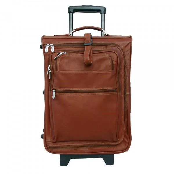 Luggage straps with buckle closures to secure overstuffed bagsPiel Leather 19" Multi-Pocket Wheeler