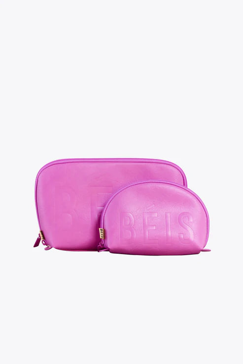 Compact carry - on travel bag with spinner wheels for easy maneuvering in airportsThe Cosmetic Pouch Set in Berry Compact carry - on travel bag with spinner wheels for easy maneuvering in airportsThe Cosmetic Pouch Set in Berry