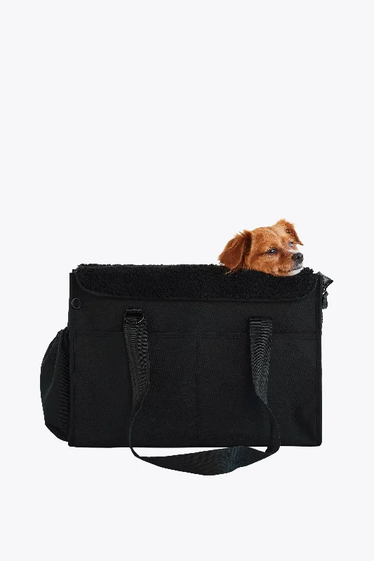Foldable fabric travel bag for convenient storage when not in useThe Everyday Pet Tote in Black Foldable fabric travel bag for convenient storage when not in useThe Everyday Pet Tote in Black