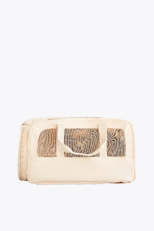 Soft - sided travel bag with reinforced corners for durabilityThe Regulation Pet Carry-on in Beige Soft - sided travel bag with reinforced corners for durabilityThe Regulation Pet Carry-on in Beige
