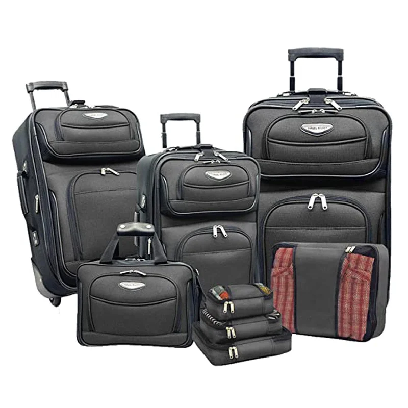 Vintage leather travel bag with brass accents for a classic and sophisticated lookTravel Select Amsterdam Expandable Rolling Upright Luggage, 8-Piece Set Vintage leather travel bag with brass accents for a classic and sophisticated lookTravel Select Amsterdam Expandable Rolling Upright Luggage, 8-Piece Set