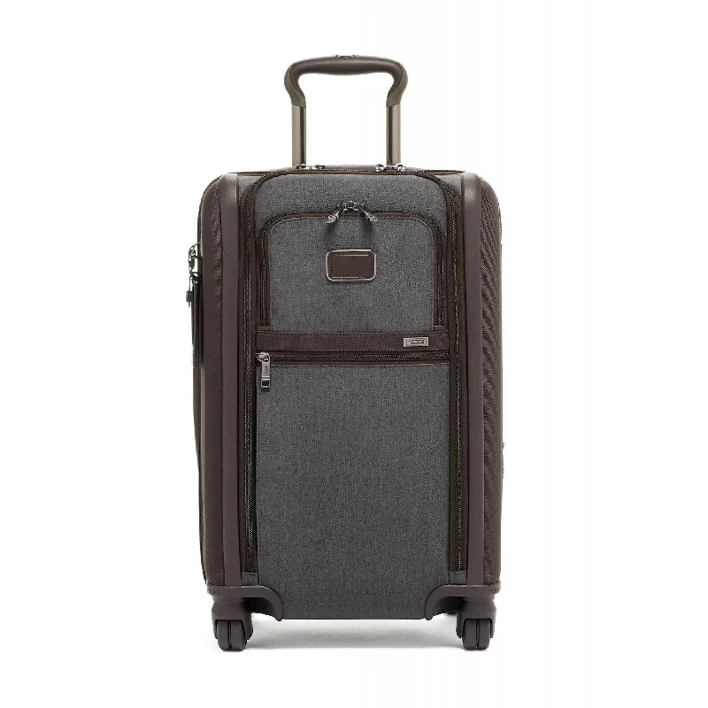 Leather luggage handles for a comfortable and stylish gripTUMI Alpha 3 International Dual Access 4 Wheel Carry-On Leather luggage handles for a comfortable and stylish gripTUMI Alpha 3 International Dual Access 4 Wheel Carry-On