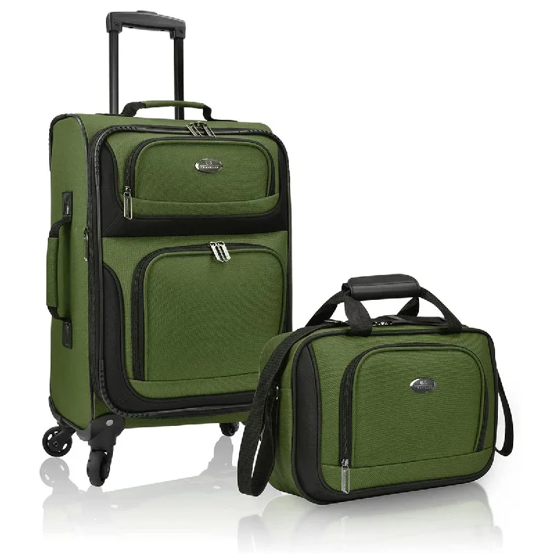 Designer - branded leather travel bag for luxury business travelersU.S. Traveler Rugged Fabric Expandable Carry-on Luggage Set, 4 Wheel Designer - branded leather travel bag for luxury business travelersU.S. Traveler Rugged Fabric Expandable Carry-on Luggage Set, 4 Wheel