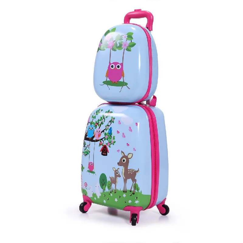 2 PCS Kids Luggage Set, 12" Backpack and 16" Spinner Case with 4 Universal Wheels, Travel Suitcase for Boys Girls 2 PCS Kids Luggage Set, 12" Backpack and 16" Spinner Case with 4 Universal Wheels, Travel Suitcase for Boys Girls