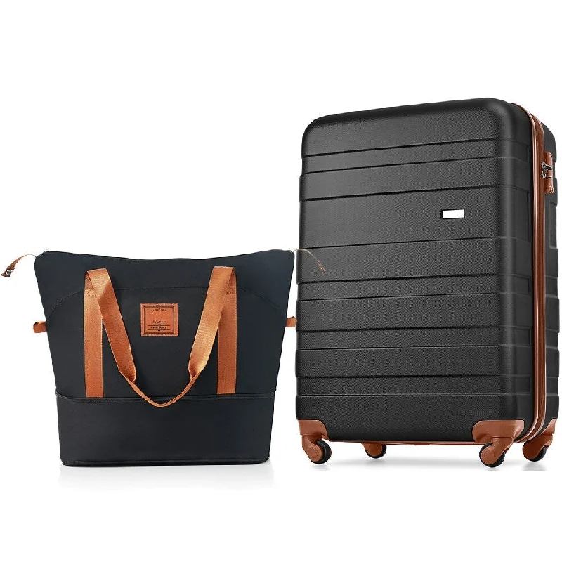 20-Inch Carry-On Luggage with Expandable Travel Bag Set, ABS Hard Shell Two-piece suitcase set 20-Inch Carry-On Luggage with Expandable Travel Bag Set, ABS Hard Shell Two-piece suitcase set