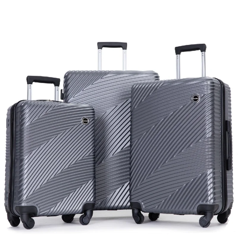 3 Piece Luggage Sets PC+ABS Lightweight Suitcase with Two Hooks, Spinner Wheels, (20/24/28) 3 Piece Luggage Sets PC+ABS Lightweight Suitcase with Two Hooks, Spinner Wheels, (20/24/28)