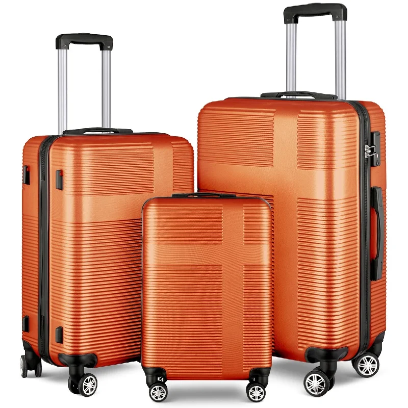 3 Piece Luggage with TSA Lock ABS, Durable Luggage Set, Lightweight Suitcase with Hooks, Spinner Wheels Cross Stripe Luggage 3 Piece Luggage with TSA Lock ABS, Durable Luggage Set, Lightweight Suitcase with Hooks, Spinner Wheels Cross Stripe Luggage