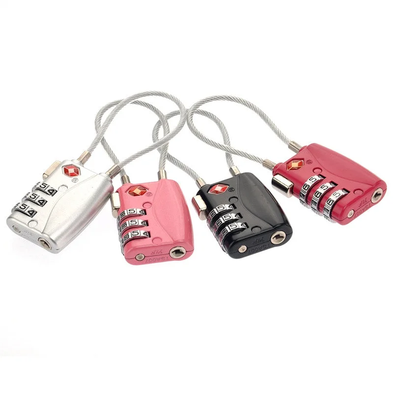 4 Colors TSA Approved Security Cable Luggage Locks 3-Digit Combination Password Locks Padlocks 4 Colors TSA Approved Security Cable Luggage Locks 3-Digit Combination Password Locks Padlocks