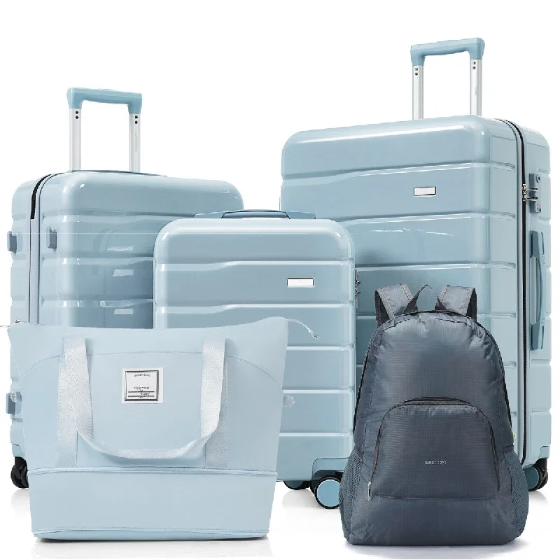 5 Piece Luggage Set with Expandable Duffel Bag & Foldable Backpack - 20"/24"/28" Suitcases with 360° Spinner Wheels, TSA Lock 5 Piece Luggage Set with Expandable Duffel Bag & Foldable Backpack - 20"/24"/28" Suitcases with 360° Spinner Wheels, TSA Lock