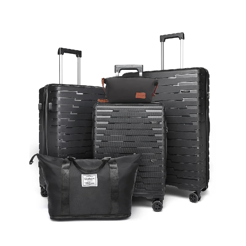 Carry On Luggage Sets 5 Piece, Suitcases with Wheels, PP Hard Case Luggage with Shock-absorbing Spinner Wheel&TSA Lock Carry On Luggage Sets 5 Piece, Suitcases with Wheels, PP Hard Case Luggage with Shock-absorbing Spinner Wheel&TSA Lock