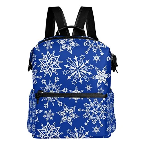 Colourlife Blue White Snowflakes Stylish Casual Shoulder Backpacks Laptop School Bags Travel Colourlife Blue White Snowflakes Stylish Casual Shoulder Backpacks Laptop School Bags Travel