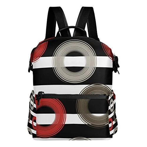 Colourlife Circles Stripes Stylish Casual Shoulder Backpacks Laptop School Bags Travel Multipurpose Colourlife Circles Stripes Stylish Casual Shoulder Backpacks Laptop School Bags Travel Multipurpose