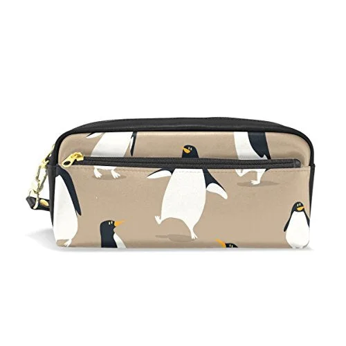 Colourlife Cute Penguins Playing Pu Leather Pencil Case Holder Pouch Makeup Bags For Boys Girls Colourlife Cute Penguins Playing Pu Leather Pencil Case Holder Pouch Makeup Bags For Boys Girls