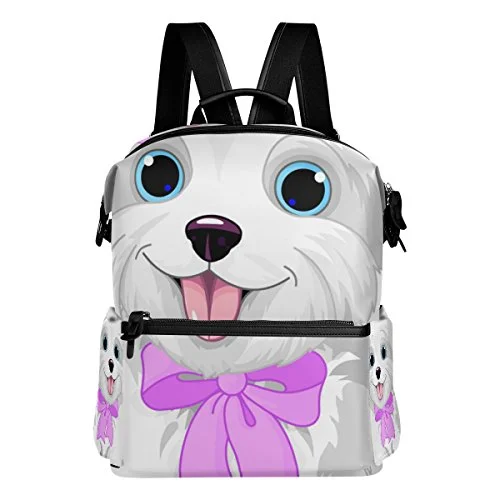 Colourlife White Cute Dog Stylish Casual Shoulder Backpacks Laptop School Bags Travel Colourlife White Cute Dog Stylish Casual Shoulder Backpacks Laptop School Bags Travel