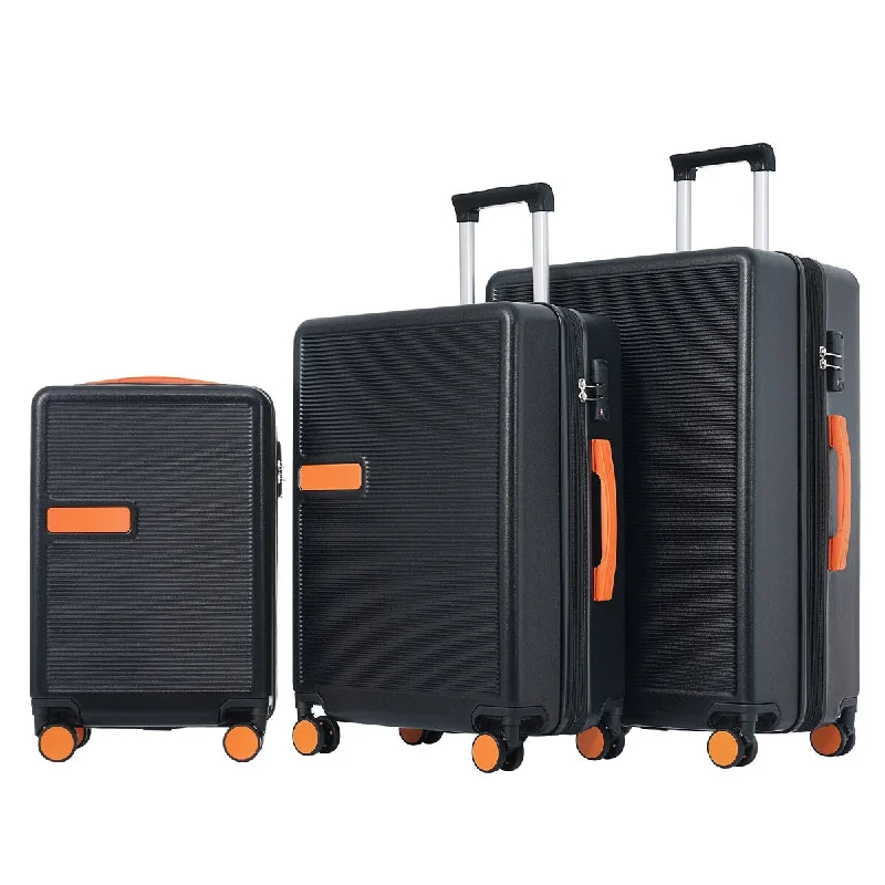 Contrast Color 3 Piece Luggage Set Hardside Spinner Suitcase with TSA Lock 20" 24' 28" Available Contrast Color 3 Piece Luggage Set Hardside Spinner Suitcase with TSA Lock 20" 24' 28" Available