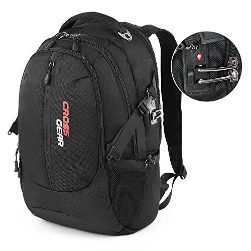 Crossgear Backpack With Lock Business Casual Large College School Daypack Laptops And Tablets Bag Crossgear Backpack With Lock Business Casual Large College School Daypack Laptops And Tablets Bag
