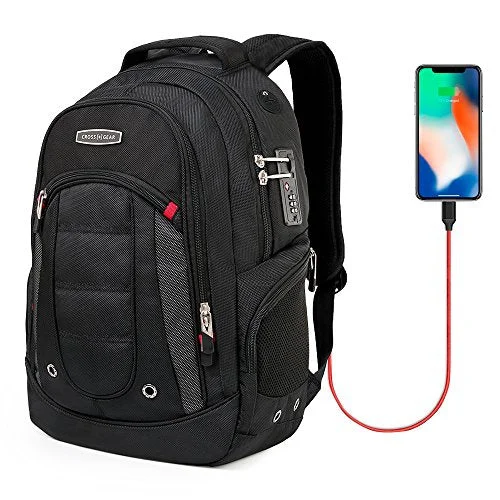 Crossgear Laptop Backpack With Usb Charging Port And Combination Lock- Fits Most 15.6 Inch Crossgear Laptop Backpack With Usb Charging Port And Combination Lock- Fits Most 15.6 Inch