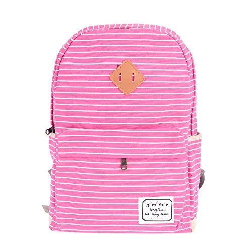 Damara Womens Pinstripe Canvas Daily Large Shoulders Bag,Hot Pink