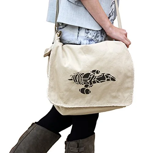 Firefly Serenity Inspired Ship Outline 14 Oz. Authentic Pigment-Dyed Raw-Edge Messenger Bag Tote Firefly Serenity Inspired Ship Outline 14 Oz. Authentic Pigment-Dyed Raw-Edge Messenger Bag Tote