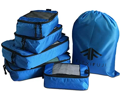 Flexi Fuji 5 set Packing Cubes - Travel Luggage Packing Organizers Honeycomb Mesh with Laundry Bag Flexi Fuji 5 set Packing Cubes - Travel Luggage Packing Organizers Honeycomb Mesh with Laundry Bag