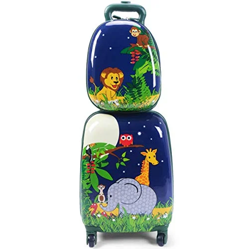 GHP 16"×12"×8.5" ABS Kids Animal Design Trolley Suitcase Luggage w 12" School Backpack GHP 16"×12"×8.5" ABS Kids Animal Design Trolley Suitcase Luggage w 12" School Backpack