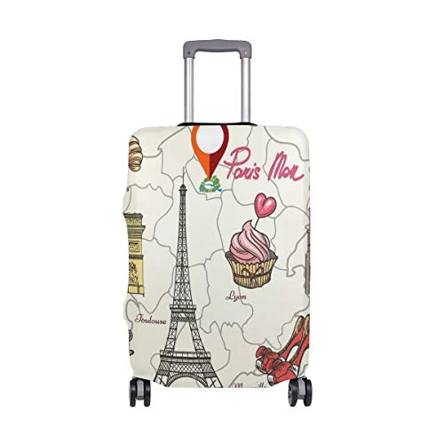 GIOVANIOR Paris Tower High Heels Map Luggage Cover Suitcase Protector Carry On Covers GIOVANIOR Paris Tower High Heels Map Luggage Cover Suitcase Protector Carry On Covers