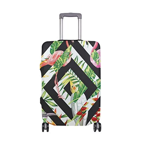 GIOVANIOR Tropical Flamingo Parrot Luggage Cover Suitcase Protector Carry On Covers GIOVANIOR Tropical Flamingo Parrot Luggage Cover Suitcase Protector Carry On Covers