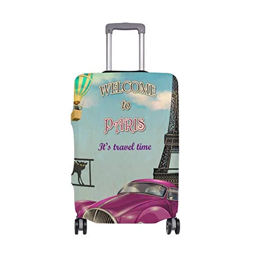 GIOVANIOR Vintage Paris Purple Car Hot Balloon Luggage Cover Suitcase Protector Carry On Covers GIOVANIOR Vintage Paris Purple Car Hot Balloon Luggage Cover Suitcase Protector Carry On Covers