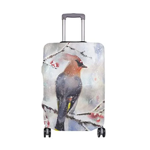 GIOVANIOR Waxwing Sitting On Branch Luggage Cover Suitcase Protector Carry On Covers GIOVANIOR Waxwing Sitting On Branch Luggage Cover Suitcase Protector Carry On Covers