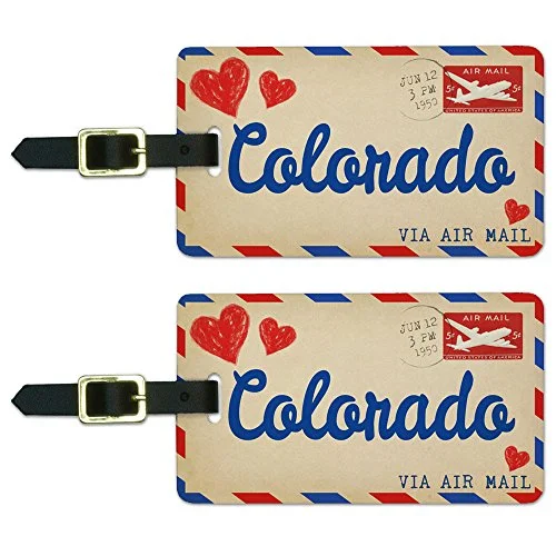 Graphics & More Air Mail Postcard Love for Colorado Luggage Suitcase Carry-on Id Tags, White Graphics & More Air Mail Postcard Love for Colorado Luggage Suitcase Carry-on Id Tags, White