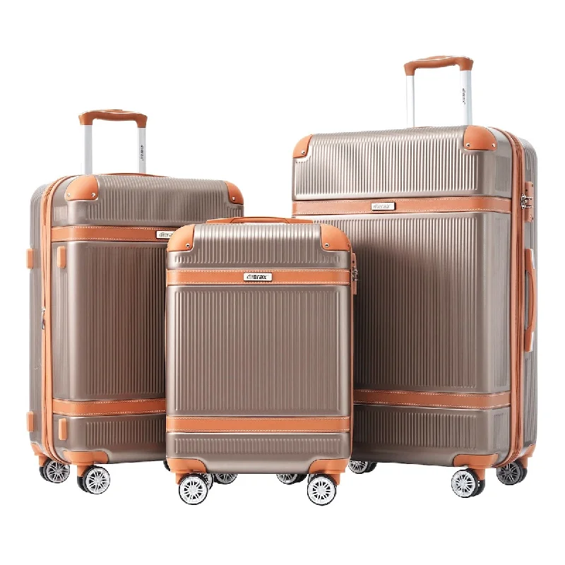 Hardside Carry-On Travel Suitcase Luggage, Spinner Wheels, Collision-Protection Angle, 3-Piece Set, TSA Lock, Expandable