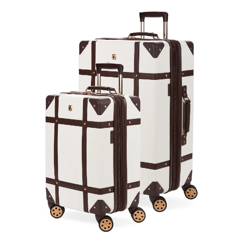 Hardside Luggage Trunk with Spinner Wheels, White, 2-Piece Set