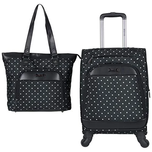 Kenneth Cole Reaction Dot Matrix 600d Polyester 2-Piece Luggage Set; Laptop Tote, 20" Carry-on, Black W/White Polka Dots Kenneth Cole Reaction Dot Matrix 600d Polyester 2-Piece Luggage Set; Laptop Tote, 20" Carry-on, Black W/White Polka Dots