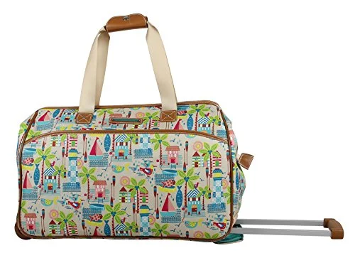 Lily Bloom Luggage Designer Pattern Suitcase Wheeled Duffel Carry On Bag (14in, Beach House) Lily Bloom Luggage Designer Pattern Suitcase Wheeled Duffel Carry On Bag (14in, Beach House)