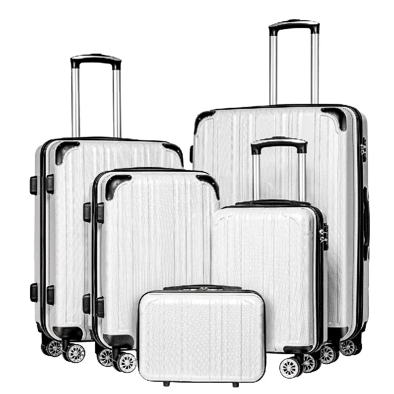 Luggage Expandable 5 Piece Sets PC+ABS Spinner Suitcase 20 inch 24 inch 28 inch