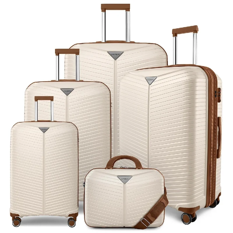 Luggage Sets 5 Piece, Expandable(Only 24"&28") PP Suitcase w/ Spinner Wheels, Durable Luggage Sets Carry On Luggage Suitcase Set Luggage Sets 5 Piece, Expandable(Only 24"&28") PP Suitcase w/ Spinner Wheels, Durable Luggage Sets Carry On Luggage Suitcase Set