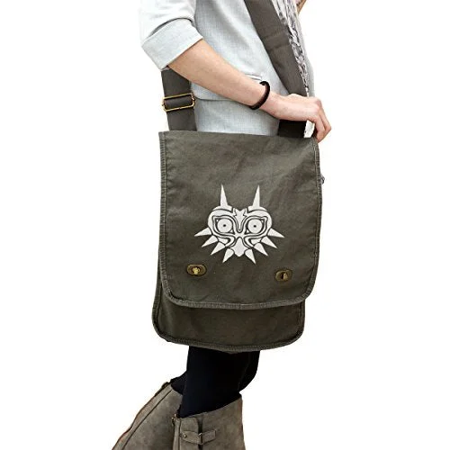 Majora'S Mask Legend Of Zelda Inspired Silhouette 14 Oz. Authentic Pigment-Dyed Canvas Field Bag Majora'S Mask Legend Of Zelda Inspired Silhouette 14 Oz. Authentic Pigment-Dyed Canvas Field Bag
