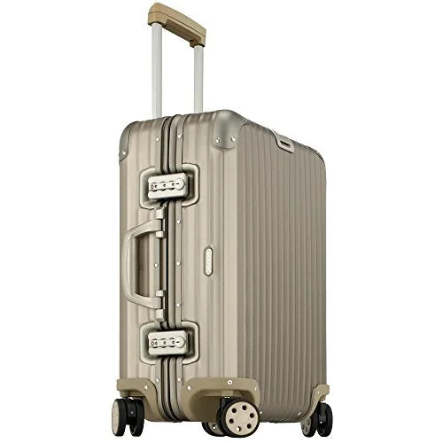 Rimowa Topas Titanium Carry on Luggage 20 Inch Cabin Multiwheel 32L Suitcase Light Bronze Rimowa Topas Titanium Carry on Luggage 20 Inch Cabin Multiwheel 32L Suitcase Light Bronze