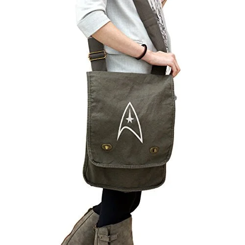 Star Trek Inspired Federation Symbol 14 Oz. Authentic Pigment-Dyed Canvas Field Bag Tote Star Trek Inspired Federation Symbol 14 Oz. Authentic Pigment-Dyed Canvas Field Bag Tote