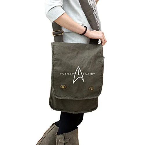 Starfleet Academy Star Trek Inspired 14 Oz. Authentic Pigment-Dyed Canvas Field Bag Tote Starfleet Academy Star Trek Inspired 14 Oz. Authentic Pigment-Dyed Canvas Field Bag Tote